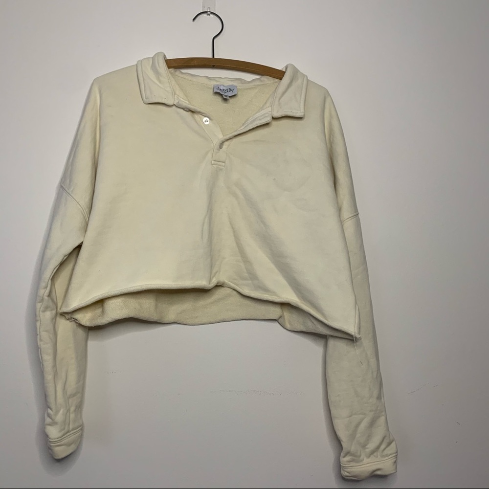Light Yellow Cropped and Collared Oversize Shirt